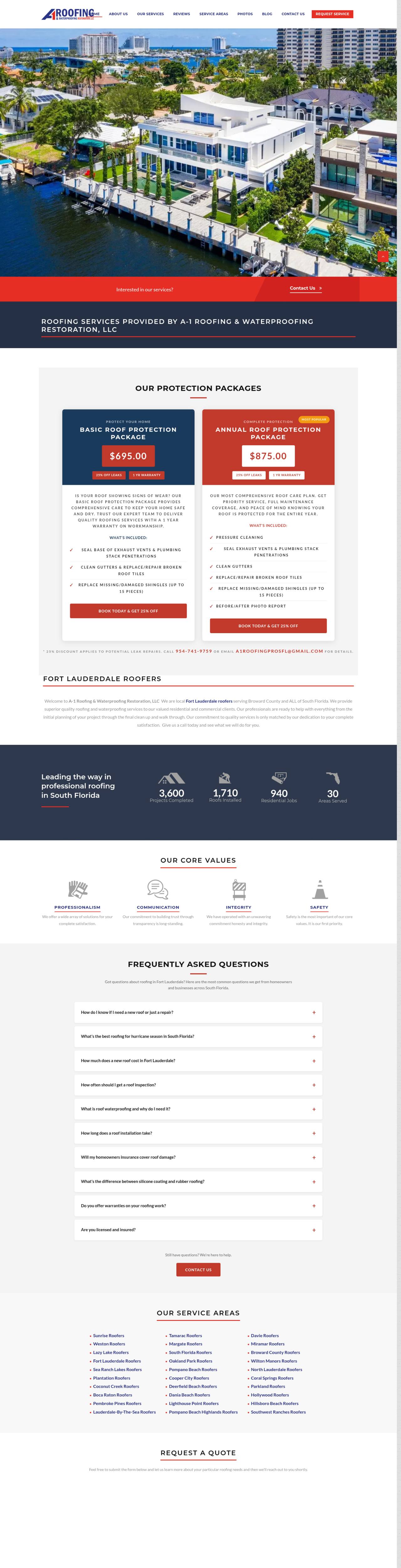 A-1 Roofing & Waterproofing Pros website
